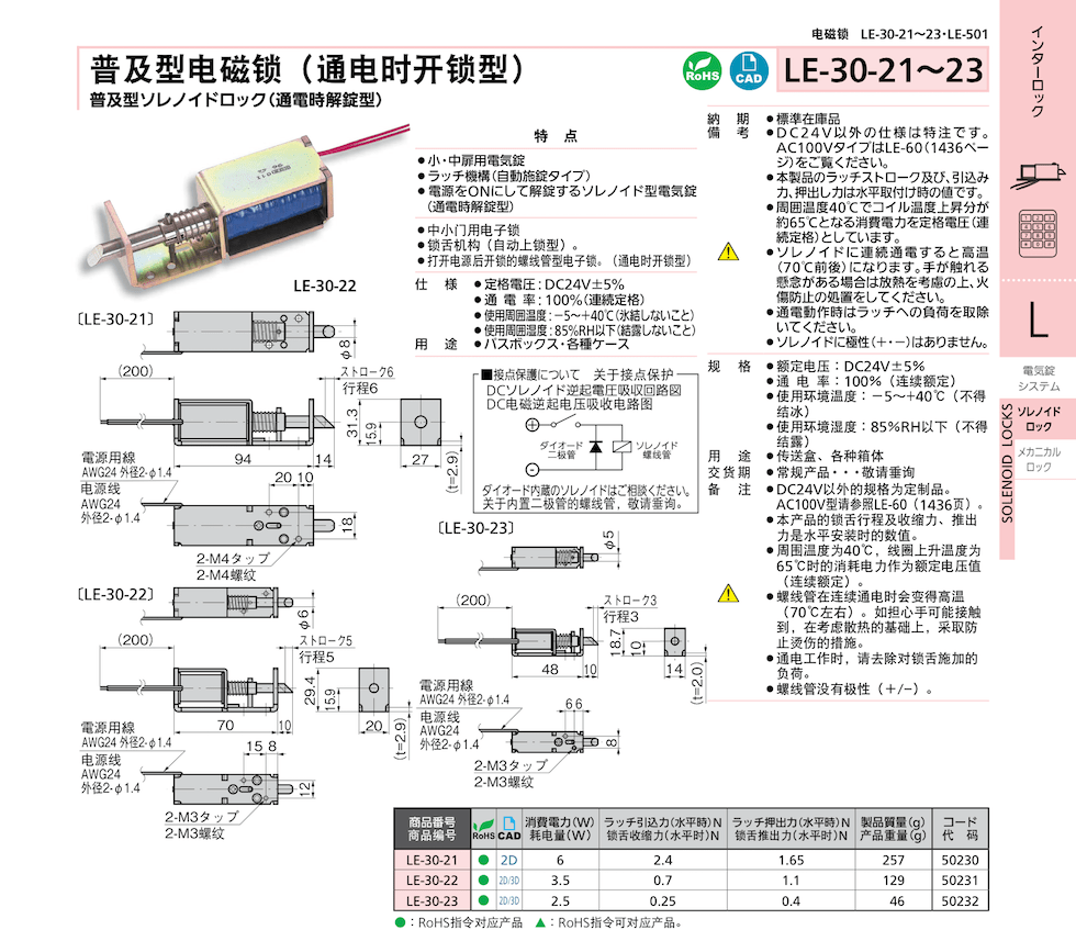 takigen LE-30-23通电时是开锁状态吗？